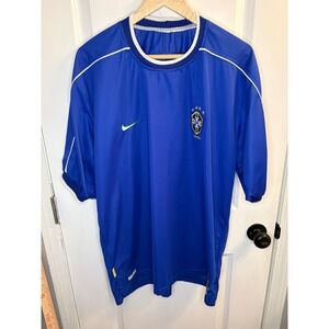 Nike Team Brazil Soccer Jersey Mens XL Blue CBF Brasil Dri-FIT Vintage Shirt